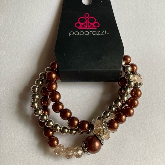 NWT Brown Metallic and Gold Beaded Stretch Bracelets - Picture 2 of 9